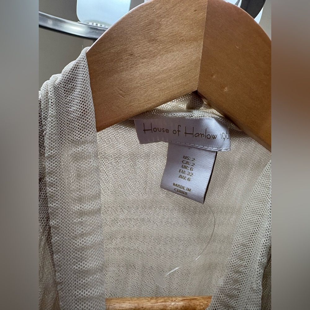 House of Harlow 1960 Sheer Mesh Cream Cardigan